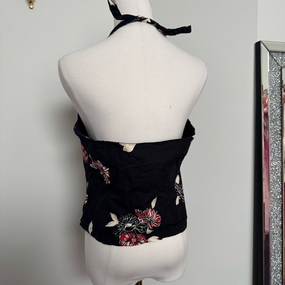 Y2k vintage Floral Halter Neck Top tie up tropical beach goth 10 - Picture 4 of 6